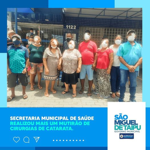 A Secretaria Municipal de Saúde de São Miguel de Taipu realizou mais um mutirão de catarata na capital João Pessoa.