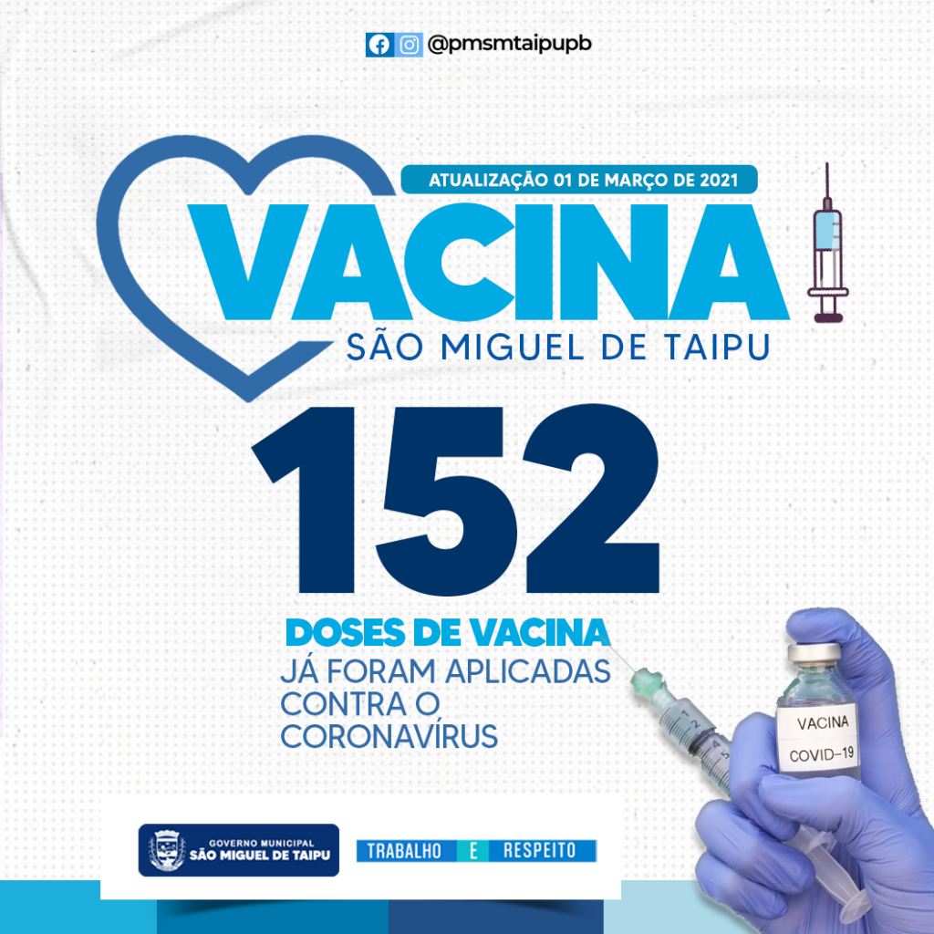 152 pessoas vacinadas em São Miguel de Taipu